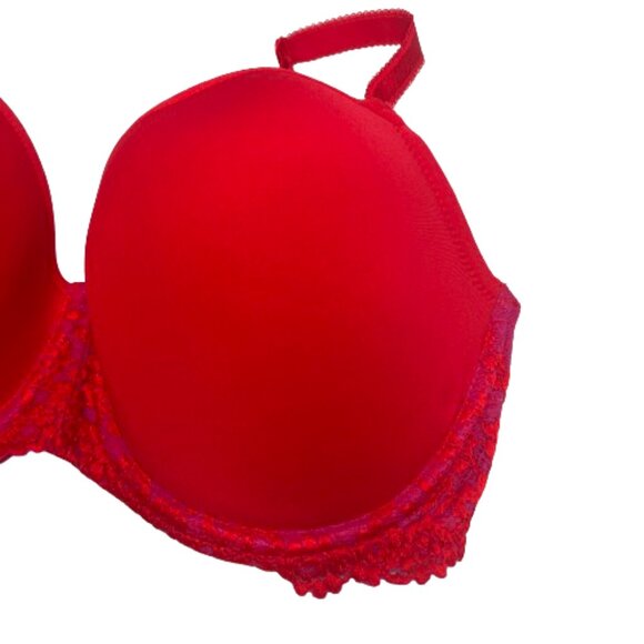 Wacoal Womens Embrace Lace T-Shirt Bra 34DD Red Pink Floral Underwire Seamless - Picture 8 of 16